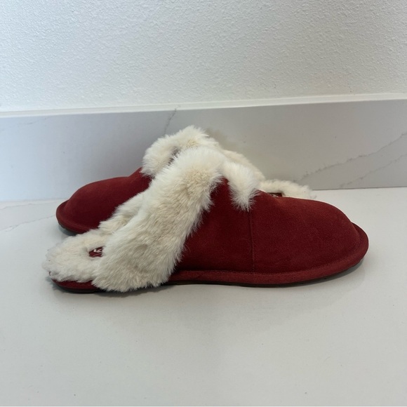 Koolaburra by UGG Milo Red Suede Slippers Faux Fur Lined Slip-On Size 8 - Picture 8 of 12